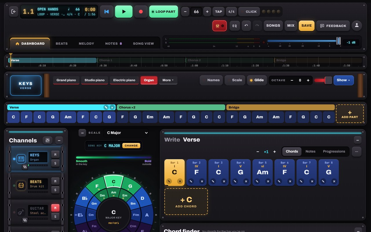 “Open Hands” open in Notes to Play